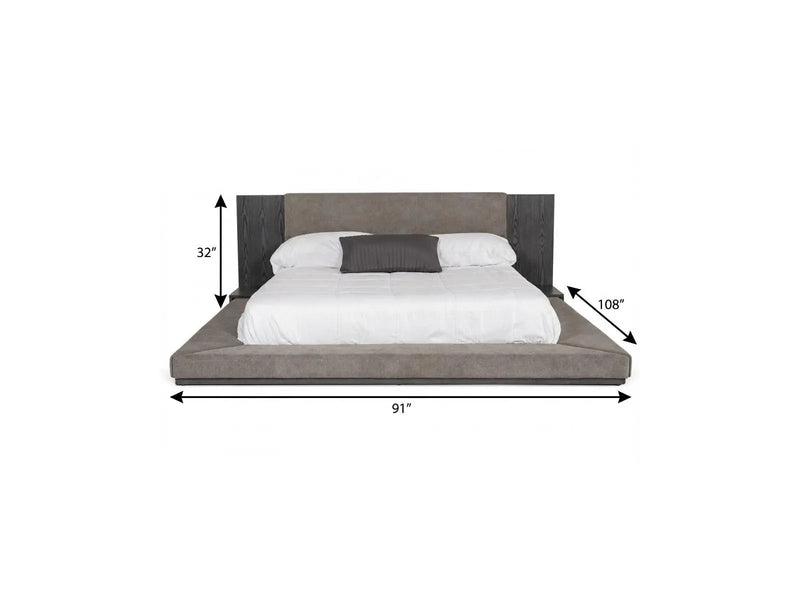 Gray And Upholstered California King Bed Frame Homeroots Bed & Bath