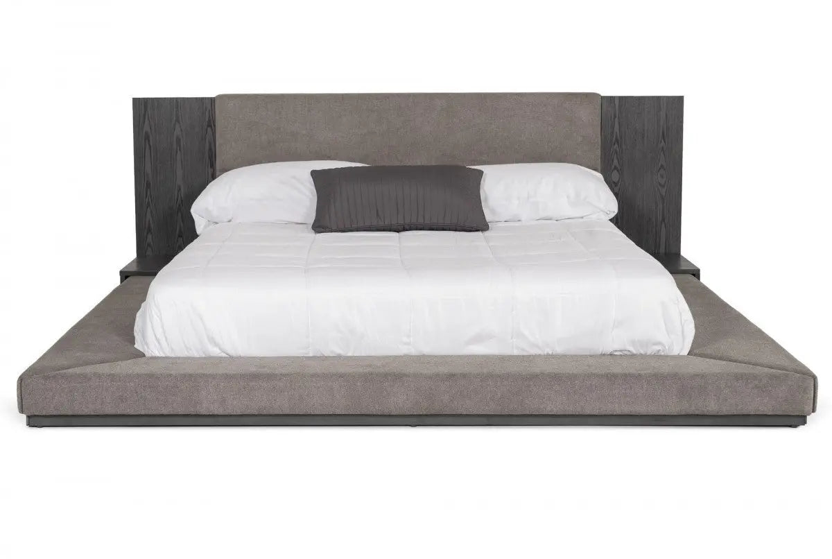 Gray And Upholstered California King Bed Frame Homeroots Bed & Bath