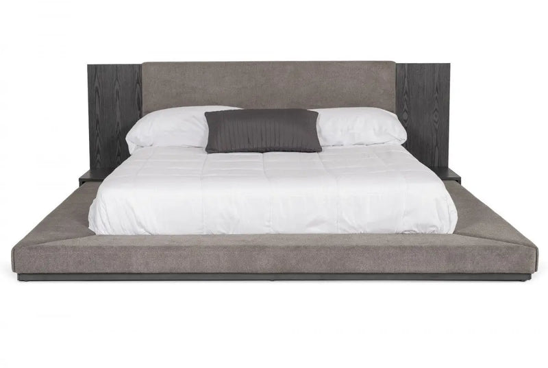 Gray And Upholstered California King Bed Frame Homeroots Bed & Bath