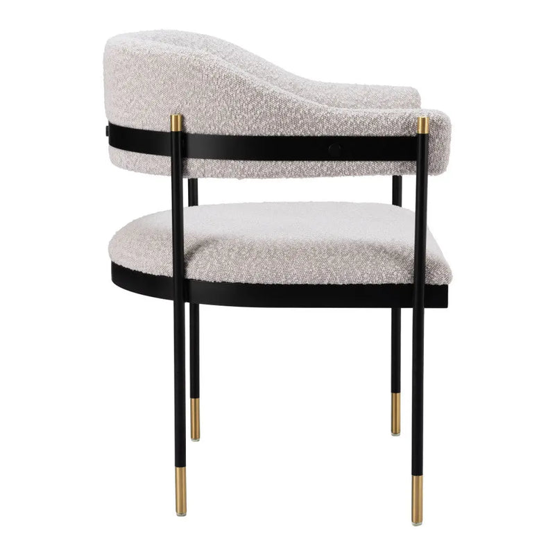 Gray Black and Gold Upholstered Faux Fur Open Back Dining Arm Chair Homeroots