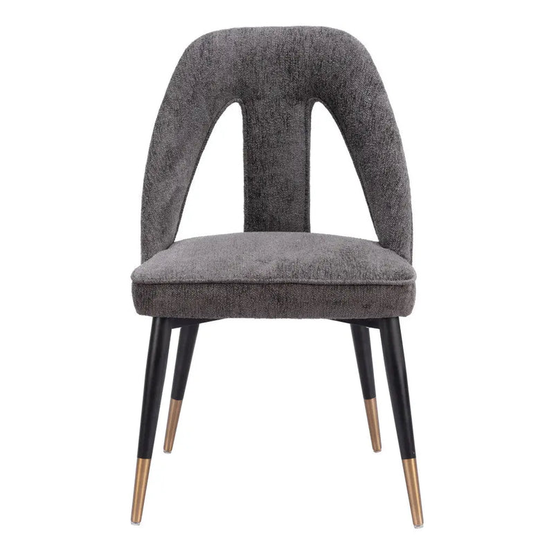 Gray Black and Gold Upholstered Faux Fur Open Back Dining Side Chair Homeroots
