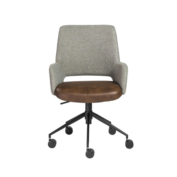 Gray Brown and Black Adjustable Swivel Fabric Rolling Office Chair Homeroots Office