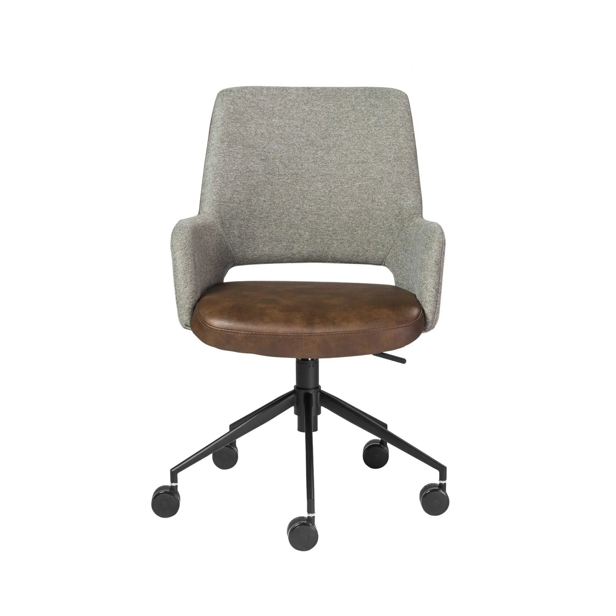 Gray Brown and Black Adjustable Swivel Fabric Rolling Office Chair Homeroots Office