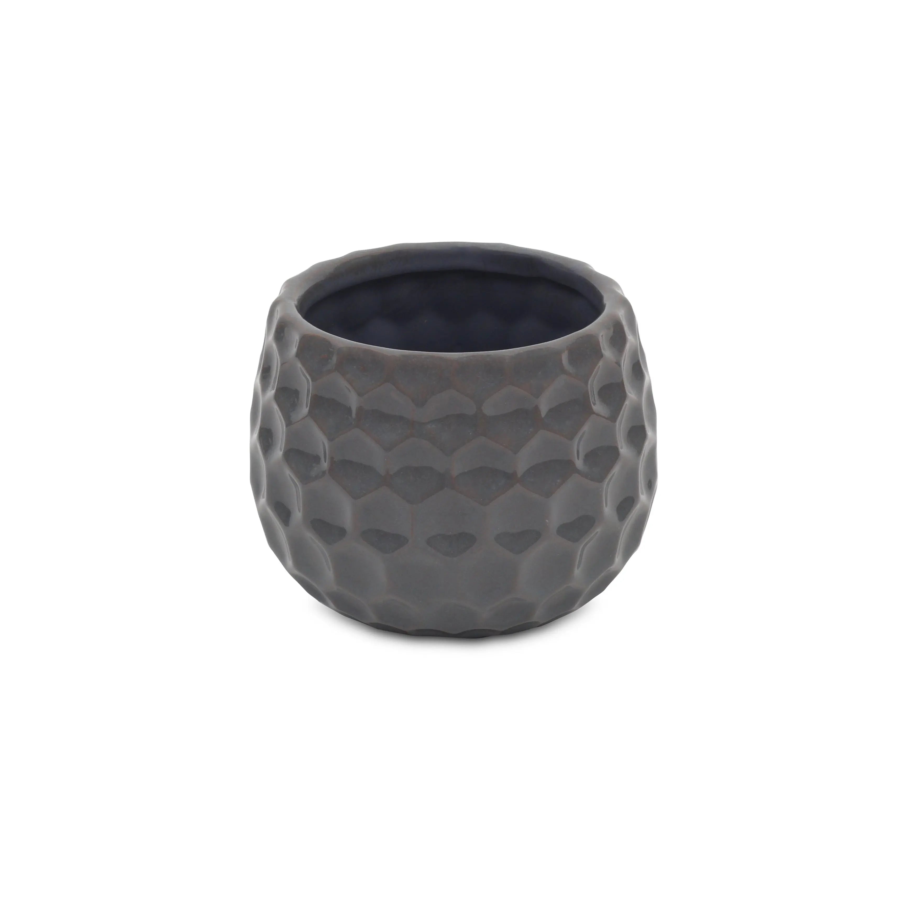 Gray Ceramic 17 Ounce Round Distressed Pot Planter GreatEagleInc