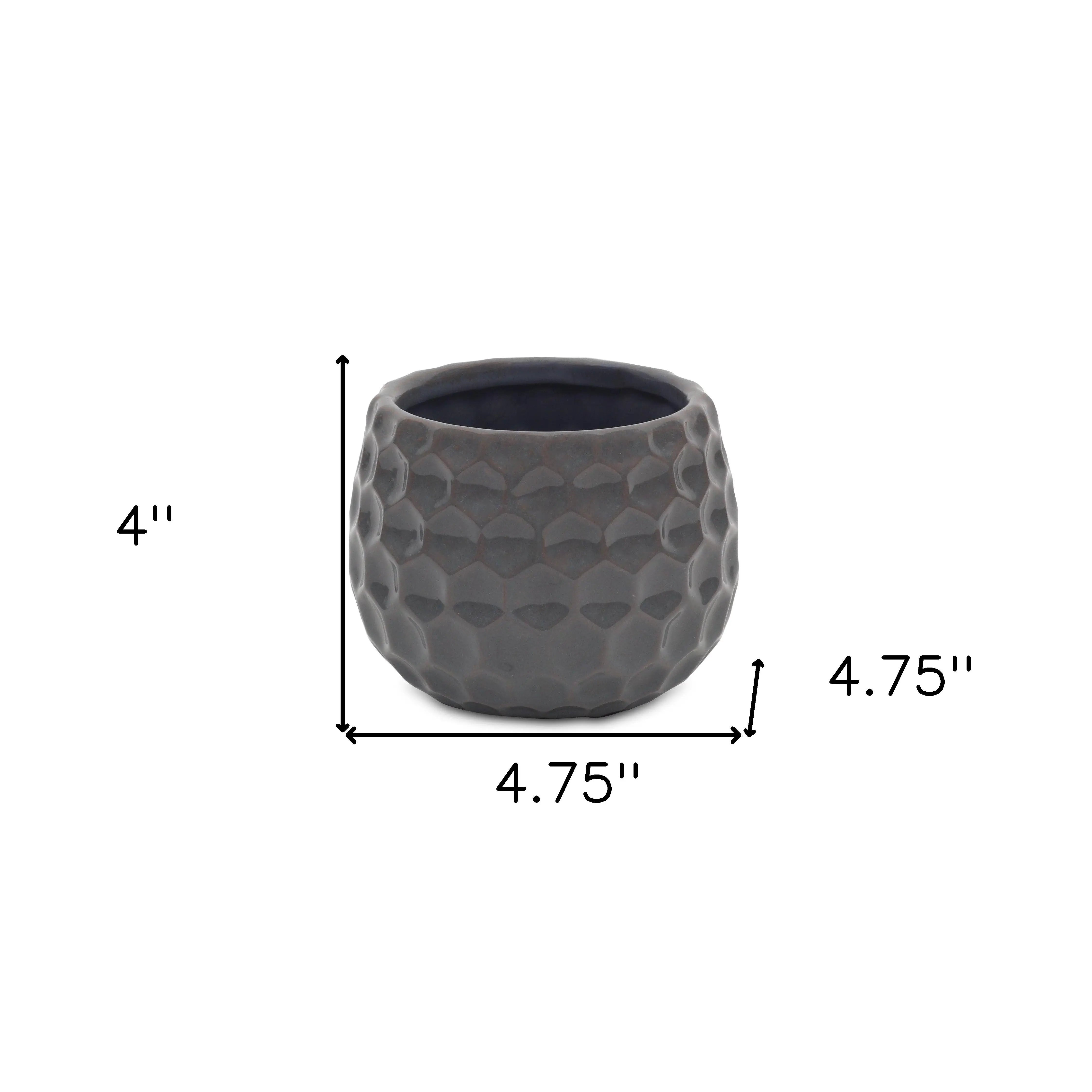 Gray Ceramic 17 Ounce Round Distressed Pot Planter GreatEagleInc