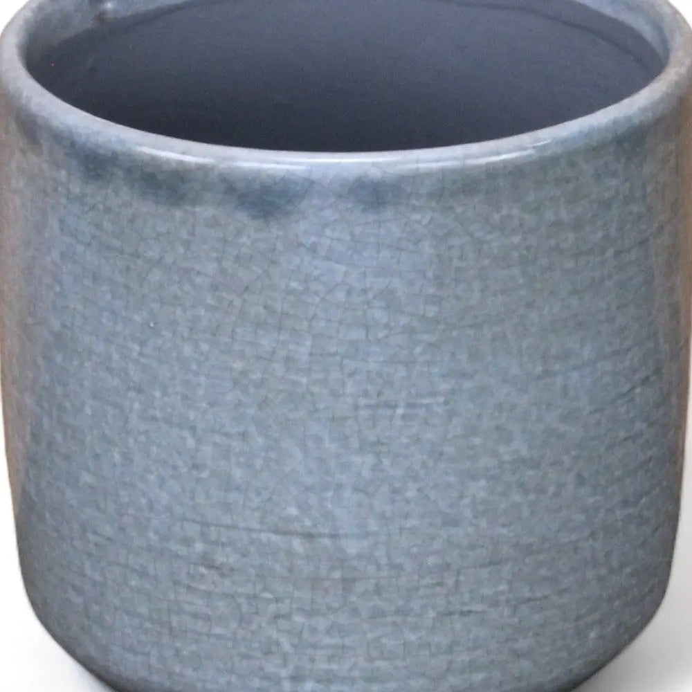 Gray Ceramic 44 Ounce Crackle Mosaic Round Distressed Pot Planter GreatEagleInc