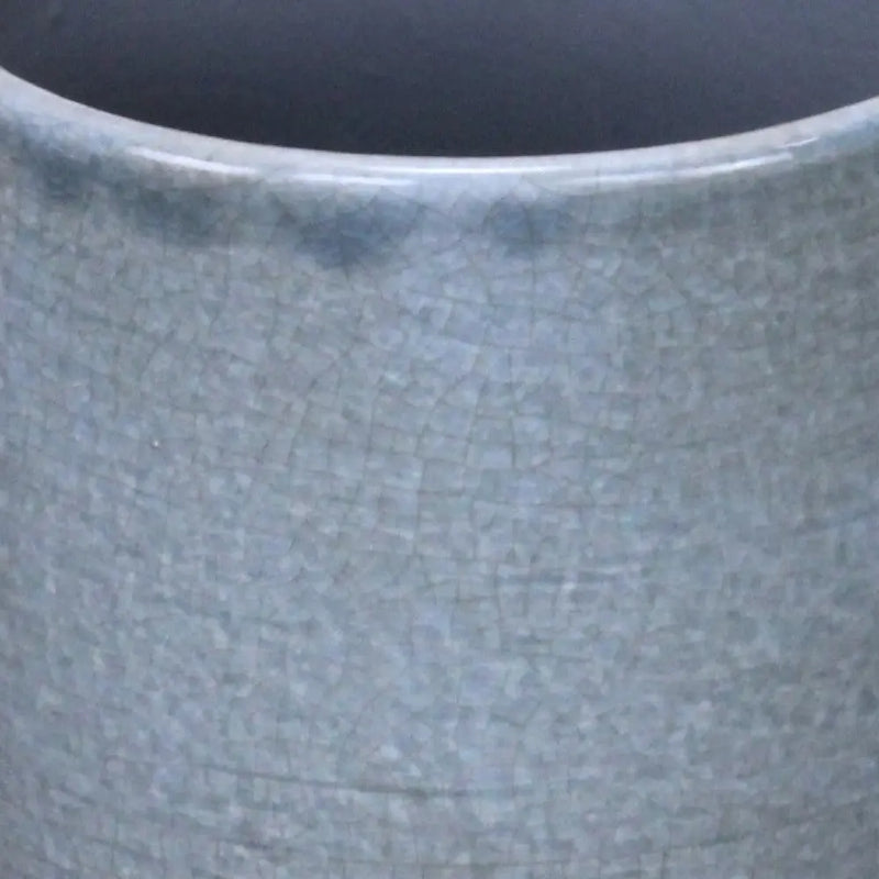 Gray Ceramic 44 Ounce Crackle Mosaic Round Distressed Pot Planter GreatEagleInc