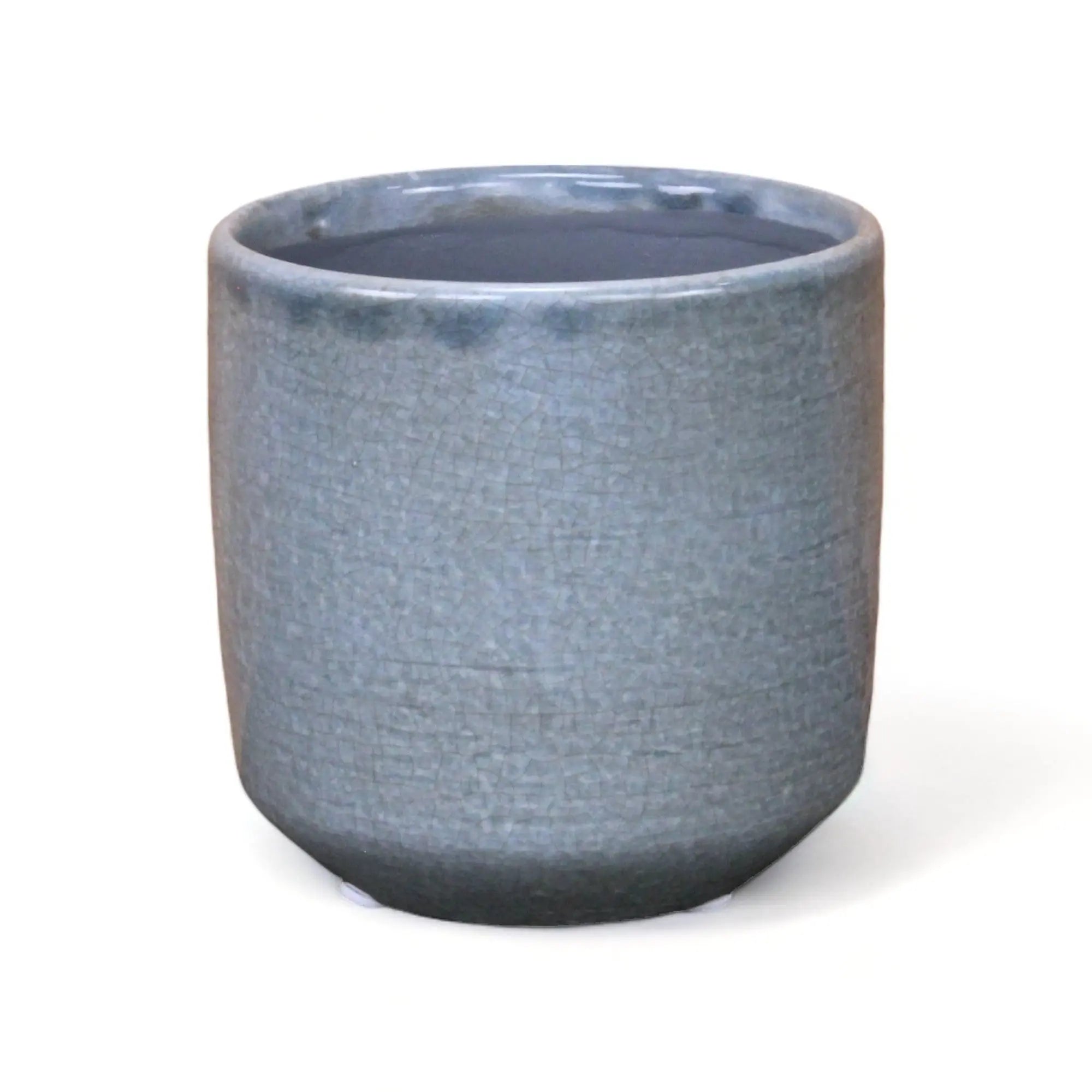Gray Ceramic 44 Ounce Crackle Mosaic Round Distressed Pot Planter GreatEagleInc