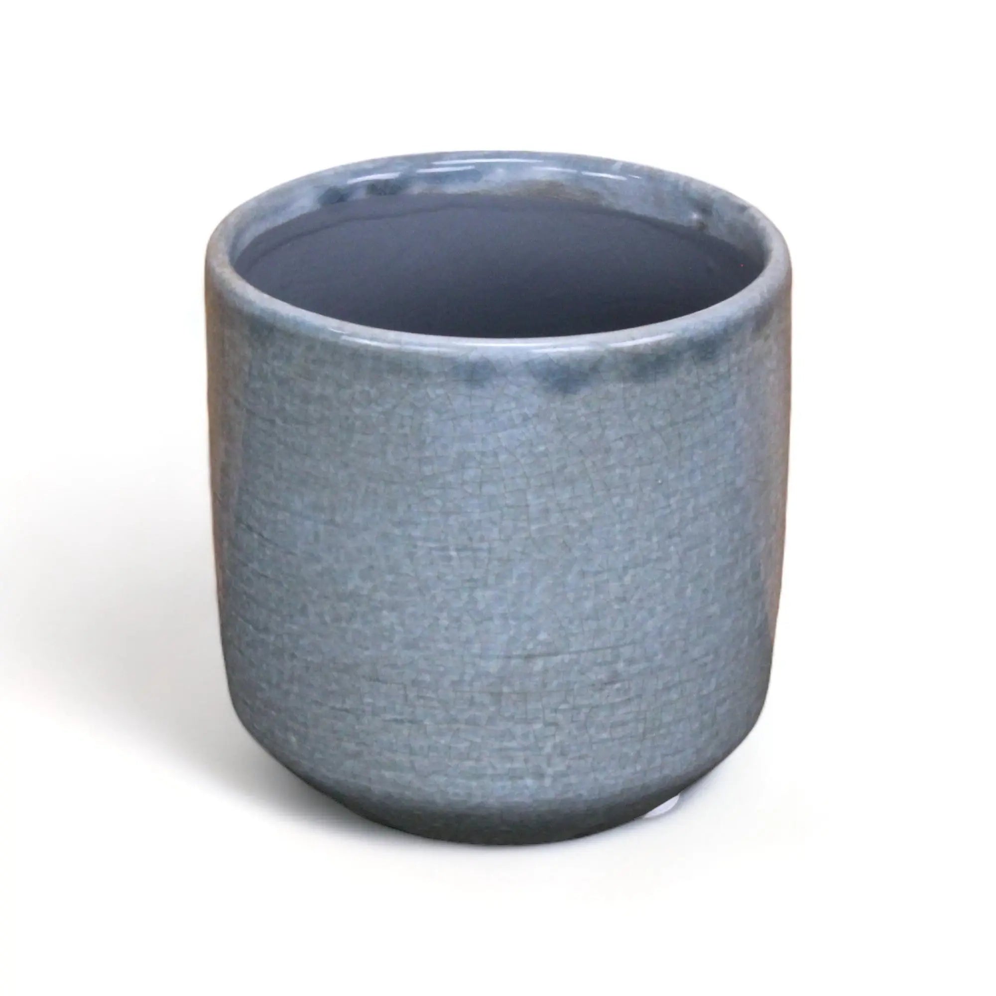 Gray Ceramic 44 Ounce Crackle Mosaic Round Distressed Pot Planter GreatEagleInc