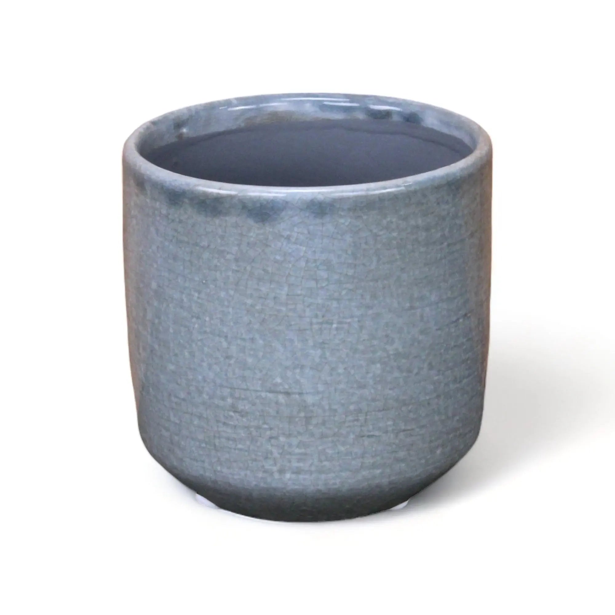 Gray Ceramic 44 Ounce Crackle Mosaic Round Distressed Pot Planter GreatEagleInc