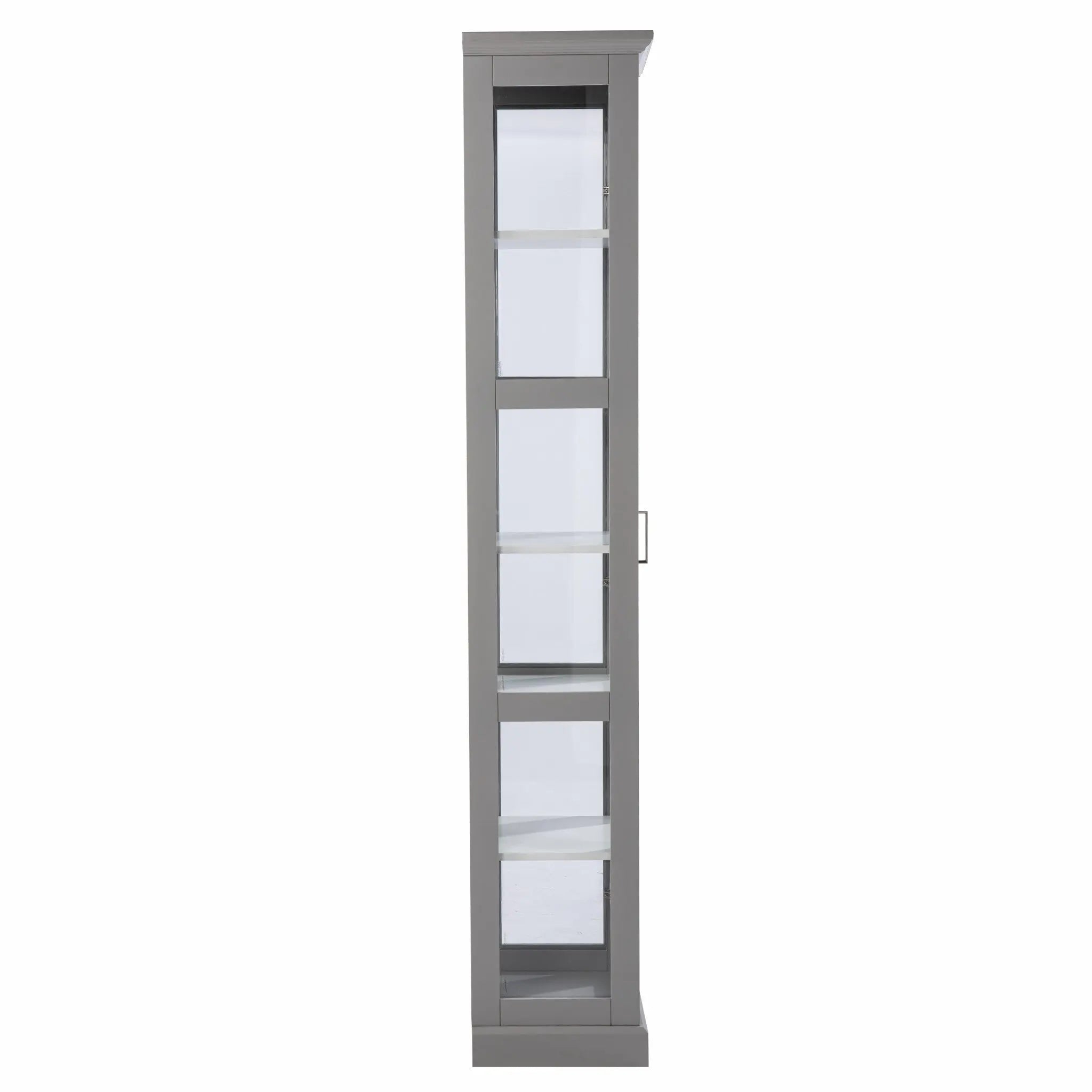 Gray Cornice Molding Curio with Glass Door Homeroots Kitchen & Dining