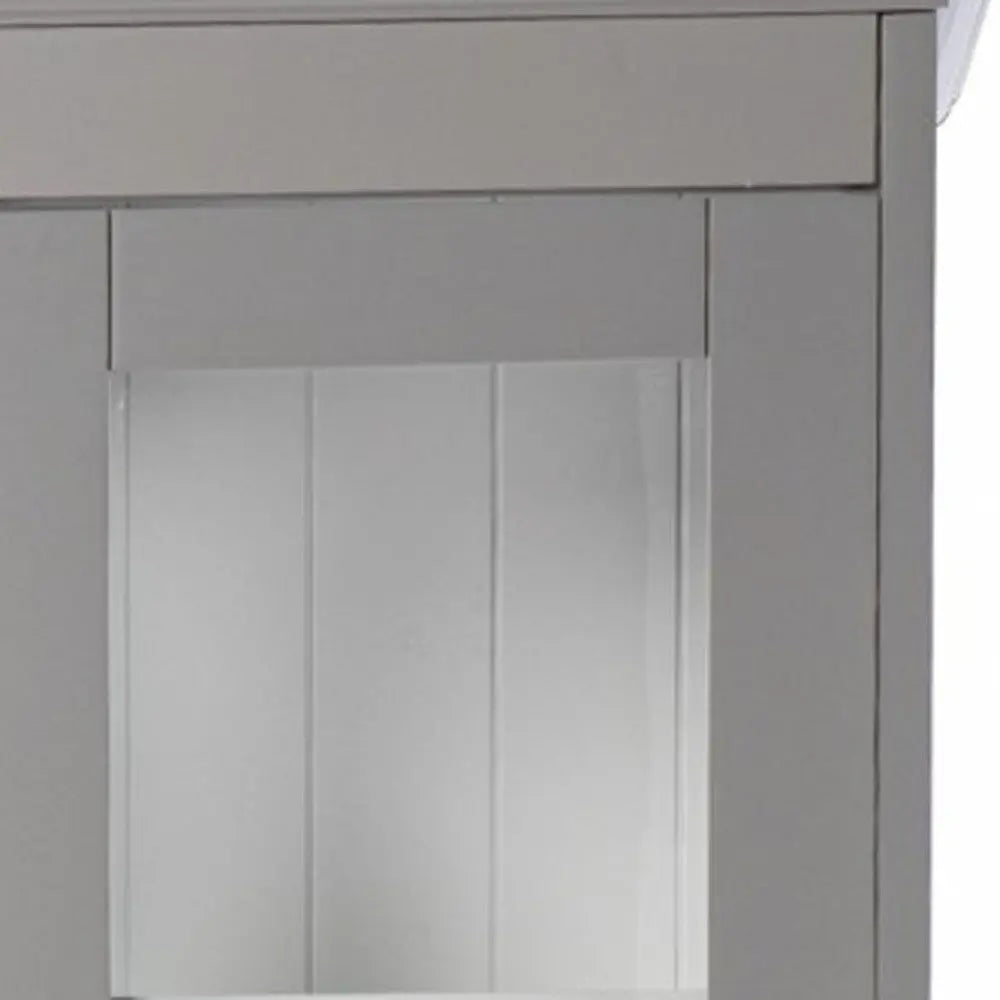 Gray Cornice Molding Curio with Glass Door Homeroots Kitchen & Dining