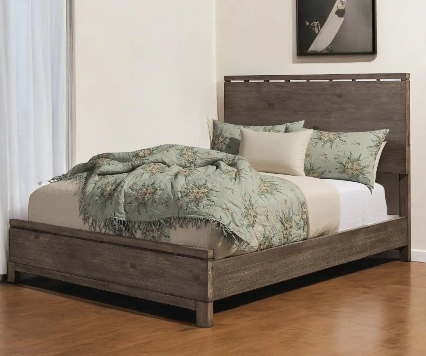 Gray Distressed Solid Wood Queen Bed Frame Homeroots Bed & Bath