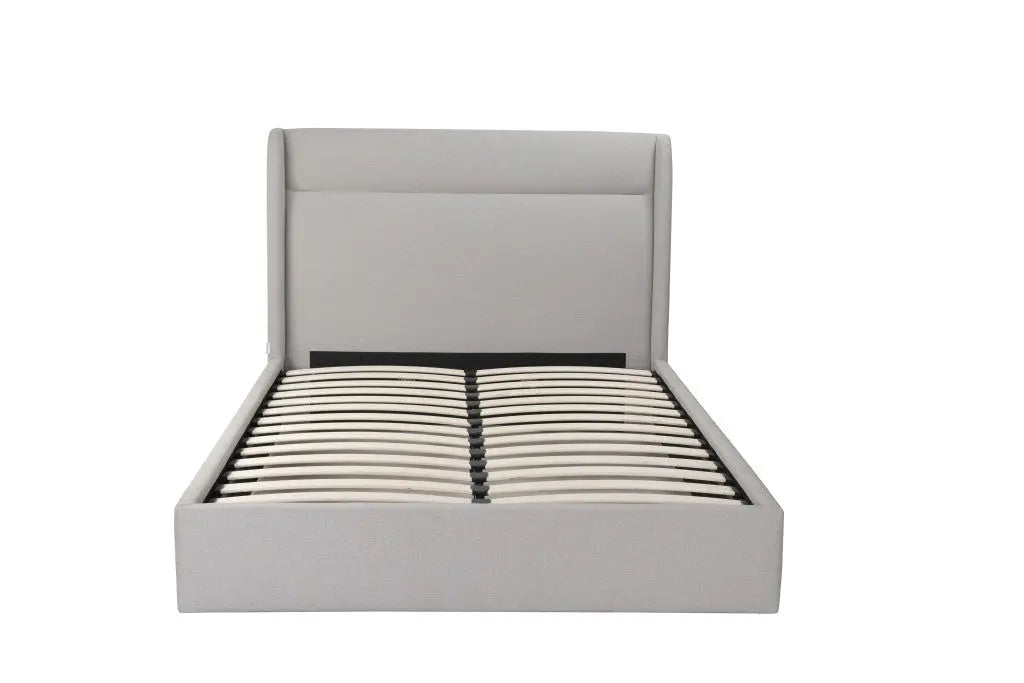 Gray Fabric Upholstered Queen Bed Frame Homeroots Bed & Bath
