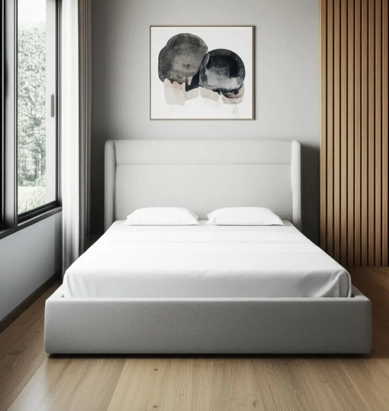 Gray Fabric Upholstered Queen Bed Frame Homeroots Bed & Bath