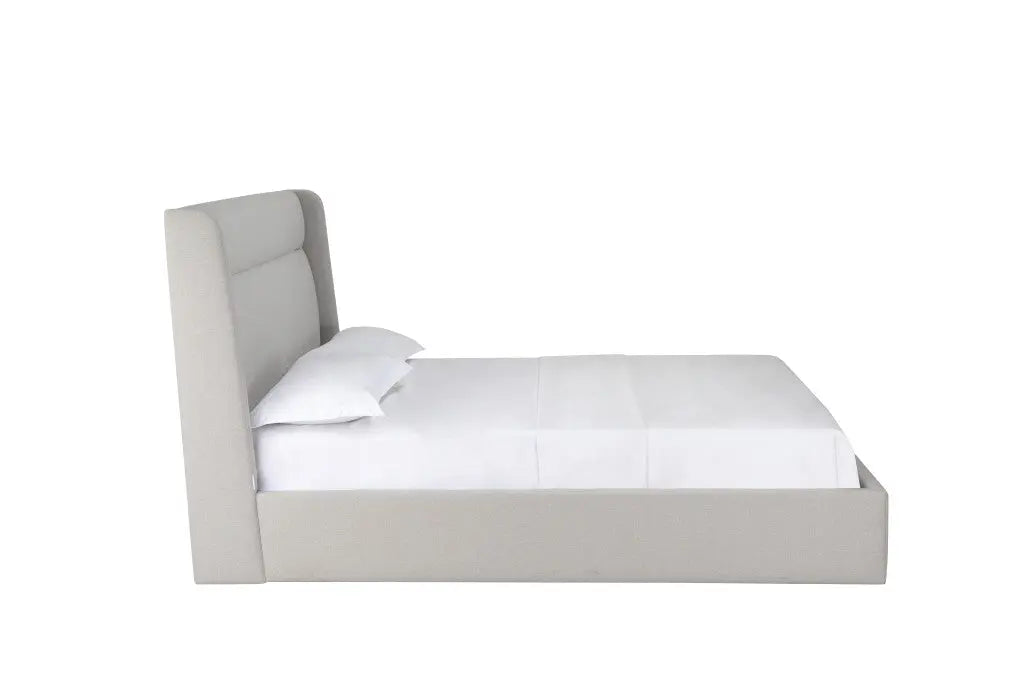 Gray Fabric Upholstered Queen Bed Frame Homeroots Bed & Bath