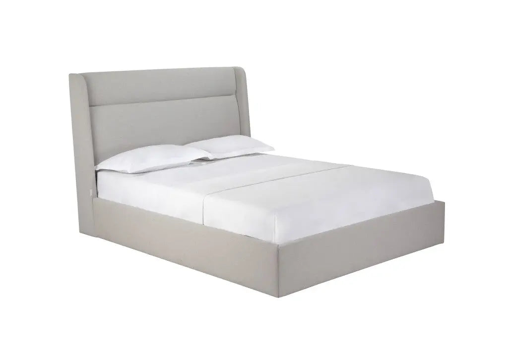 Gray Fabric Upholstered Queen Bed Frame Homeroots Bed & Bath