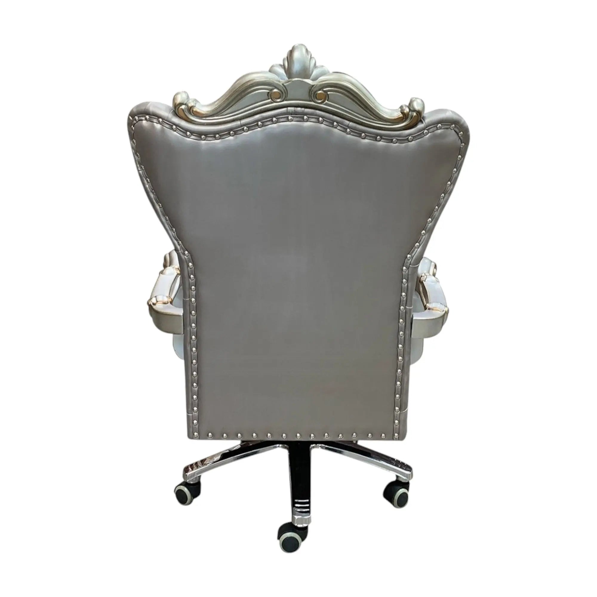 Gray Faux Leather Tufted Seat Swivel Adjustable Executive Chair Leather Back - GreatEagleInc