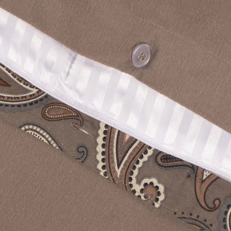 Gray Ivory And Brown King Cotton Washable Duvet Cover Set With Two Shams Homeroots Bed & Bath