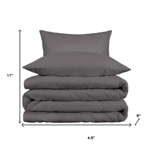 Gray King Cotton Blend Washable Duvet Cover Set With Two Shams Homeroots Bed & Bath