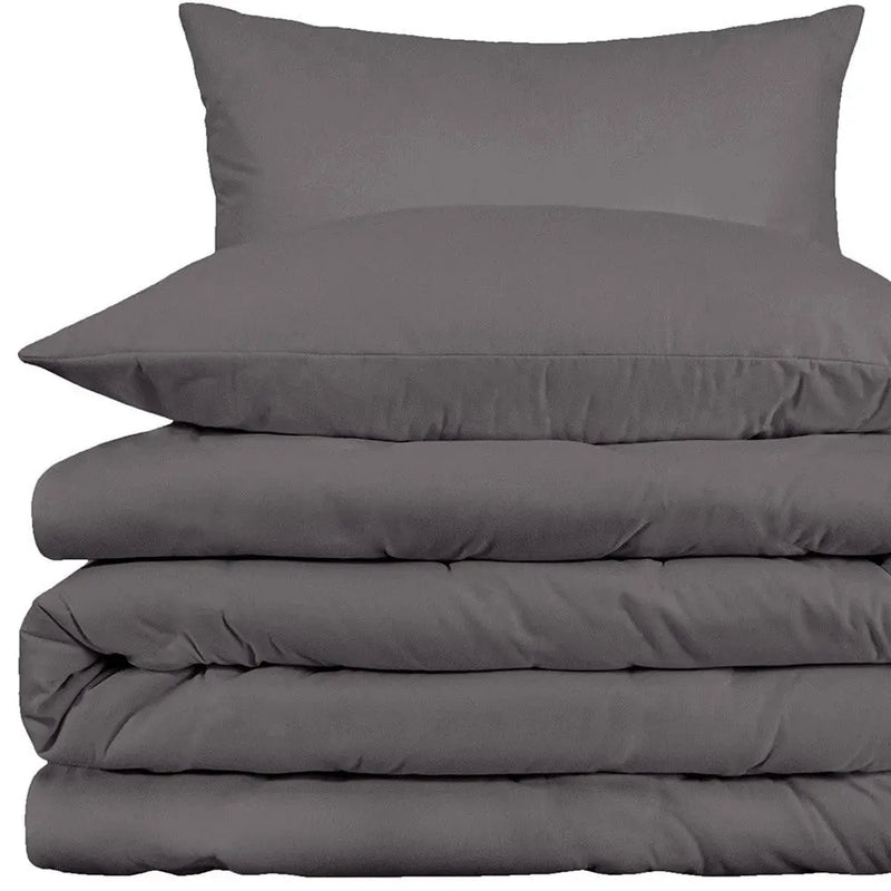 Gray King Cotton Blend Washable Duvet Cover Set With Two Shams Homeroots Bed & Bath