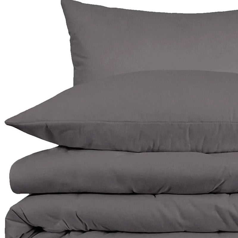 Gray King Cotton Blend Washable Duvet Cover Set With Two Shams Homeroots Bed & Bath