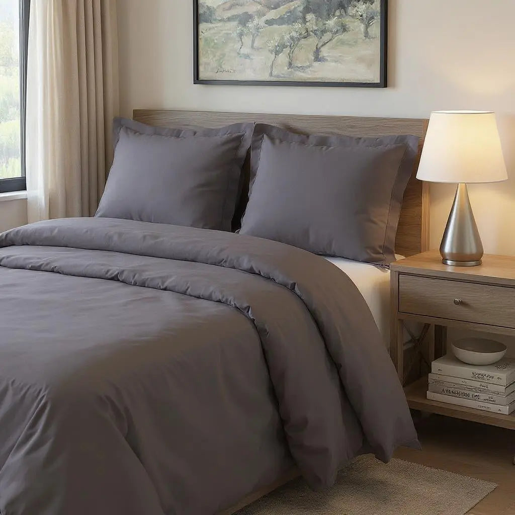 Gray King Cotton Blend Washable Duvet Cover Set With Two Shams Homeroots Bed & Bath
