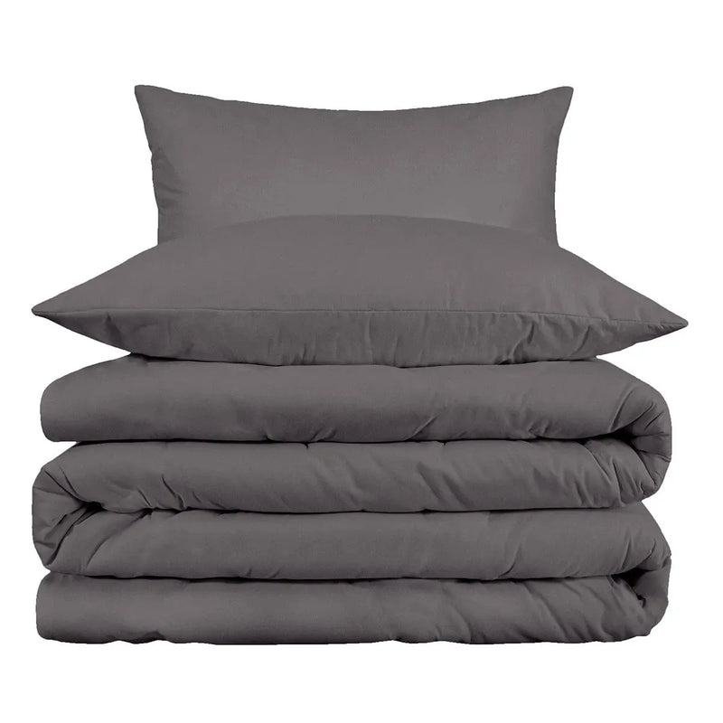 Gray King Cotton Blend Washable Duvet Cover Set With Two Shams Homeroots Bed & Bath