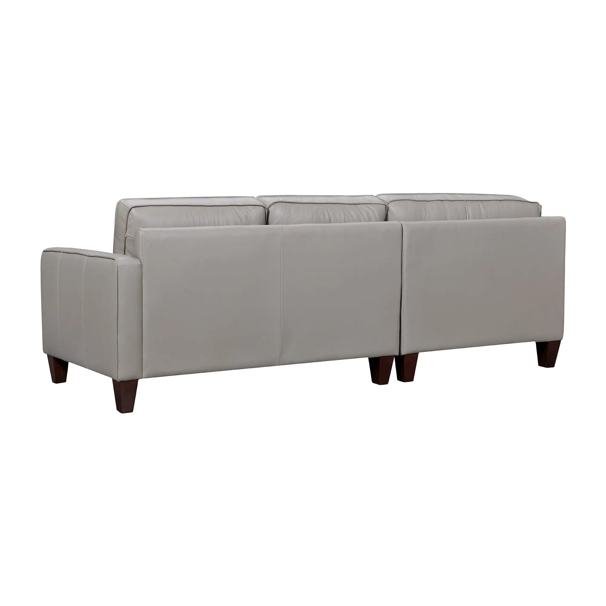 Gray Leather L Shaped Three Piece Corner Sectional Homeroots Living Room