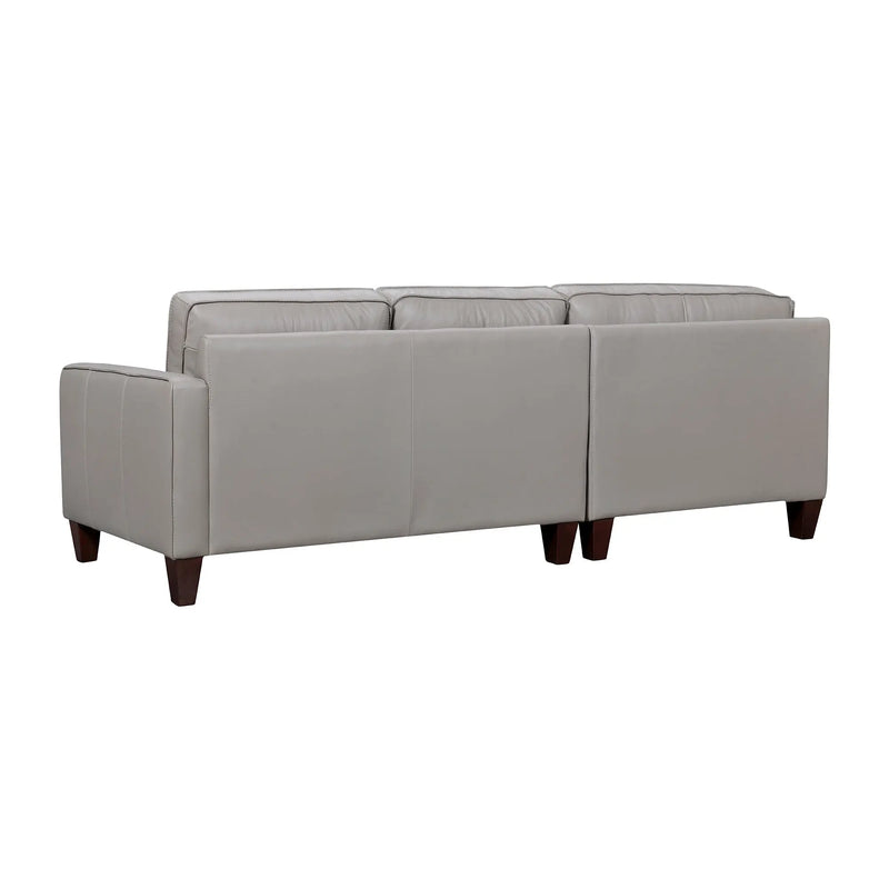 Gray Leather L Shaped Three Piece Corner Sectional Homeroots Living Room