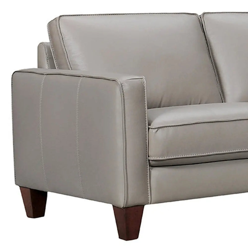 Gray Leather L Shaped Three Piece Corner Sectional Homeroots Living Room