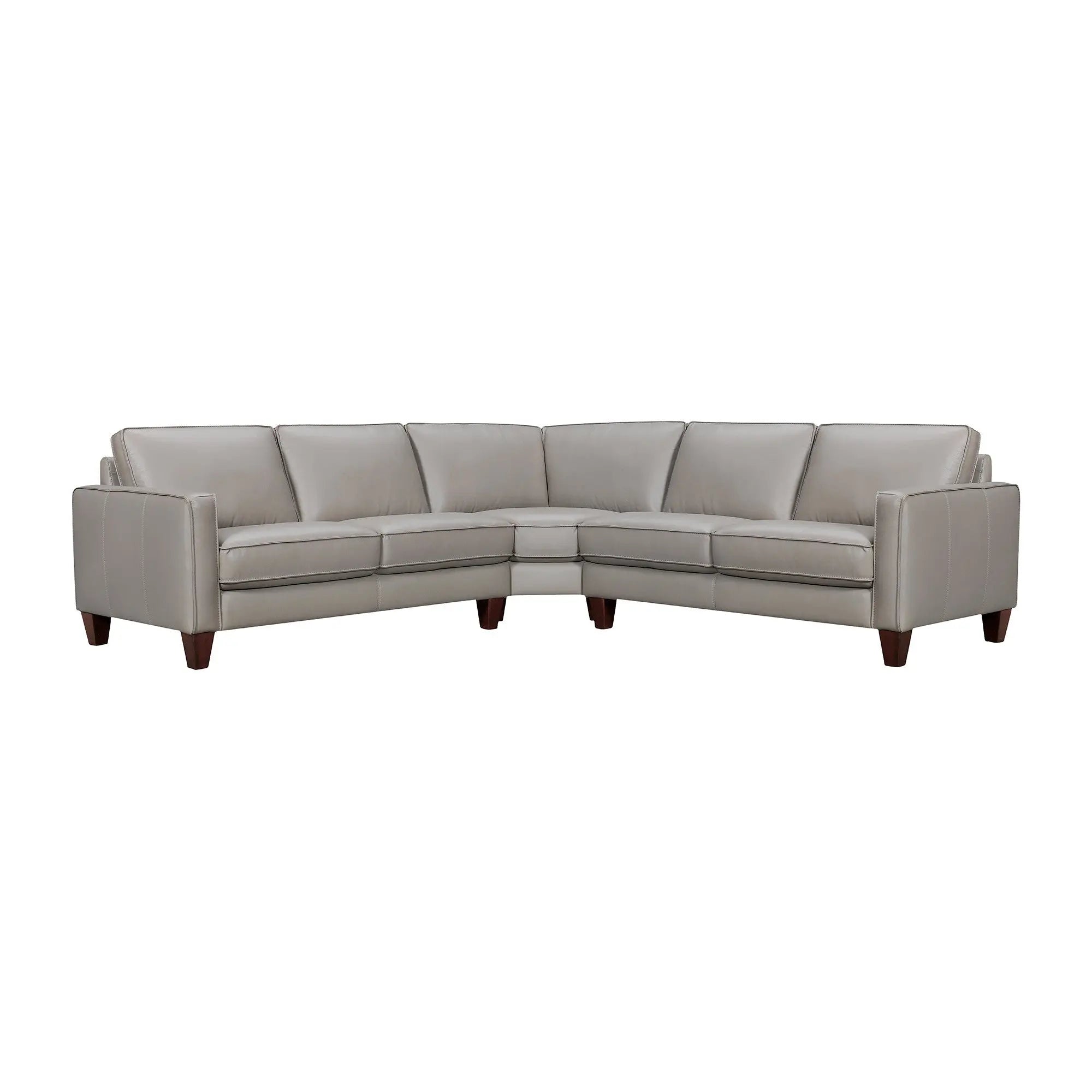 Gray Leather L Shaped Three Piece Corner Sectional Homeroots Living Room