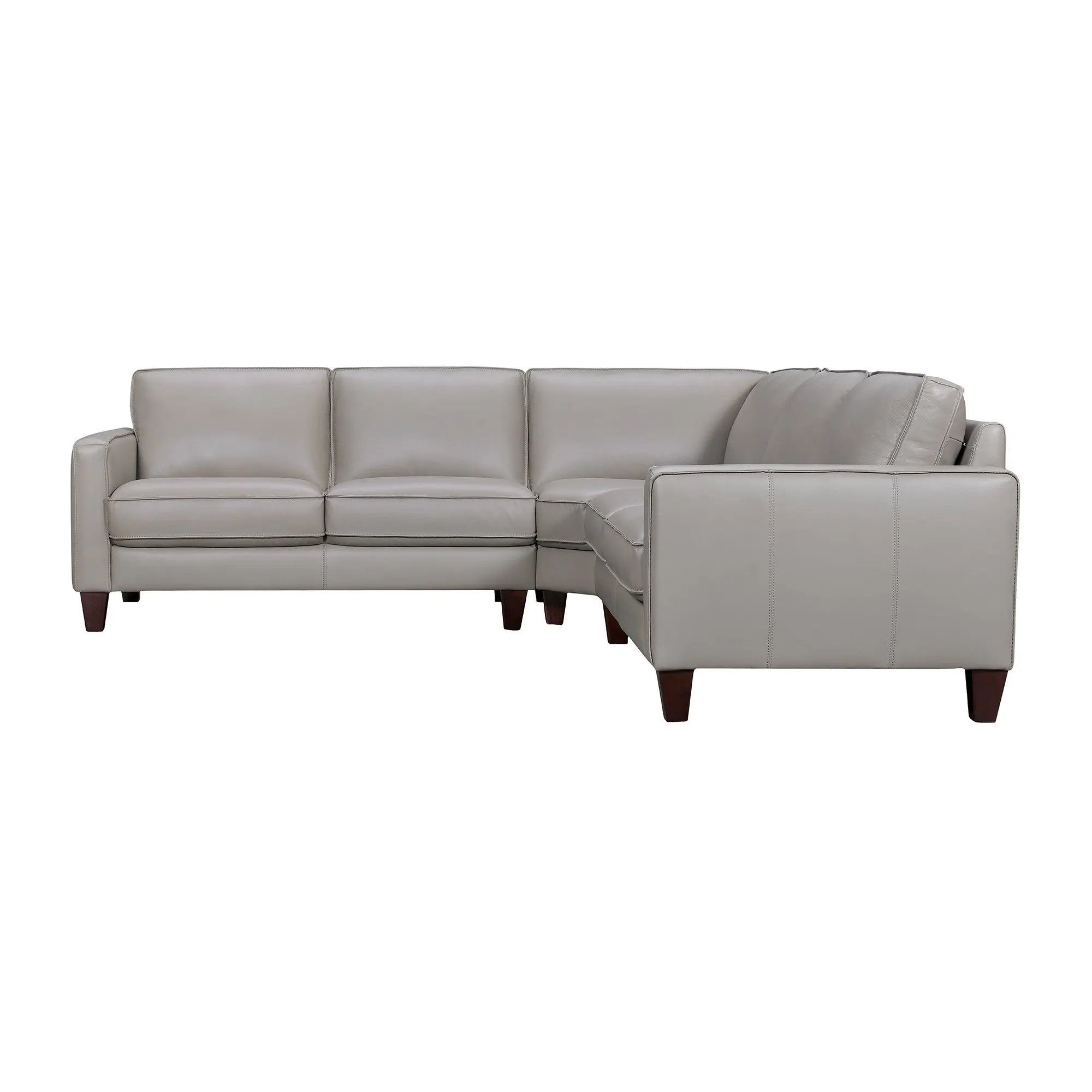 Gray Leather L Shaped Three Piece Corner Sectional Homeroots Living Room