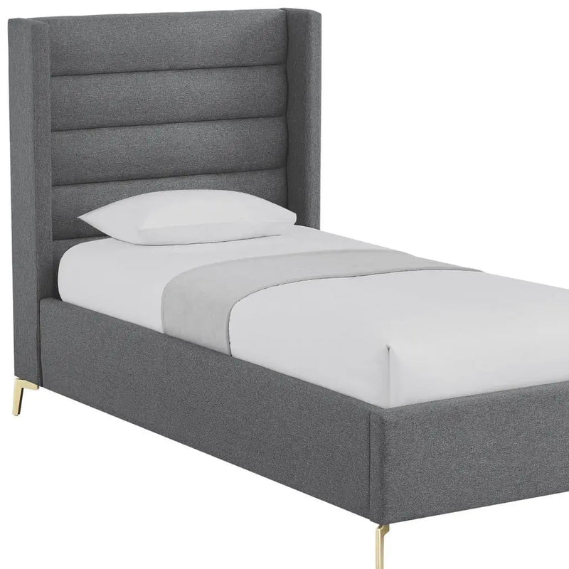 Gray Linen Upholstered Full Bed Frame Homeroots Bed & Bath