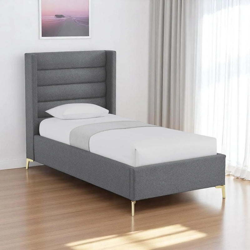 Gray Linen Upholstered Full Bed Frame Homeroots Bed & Bath