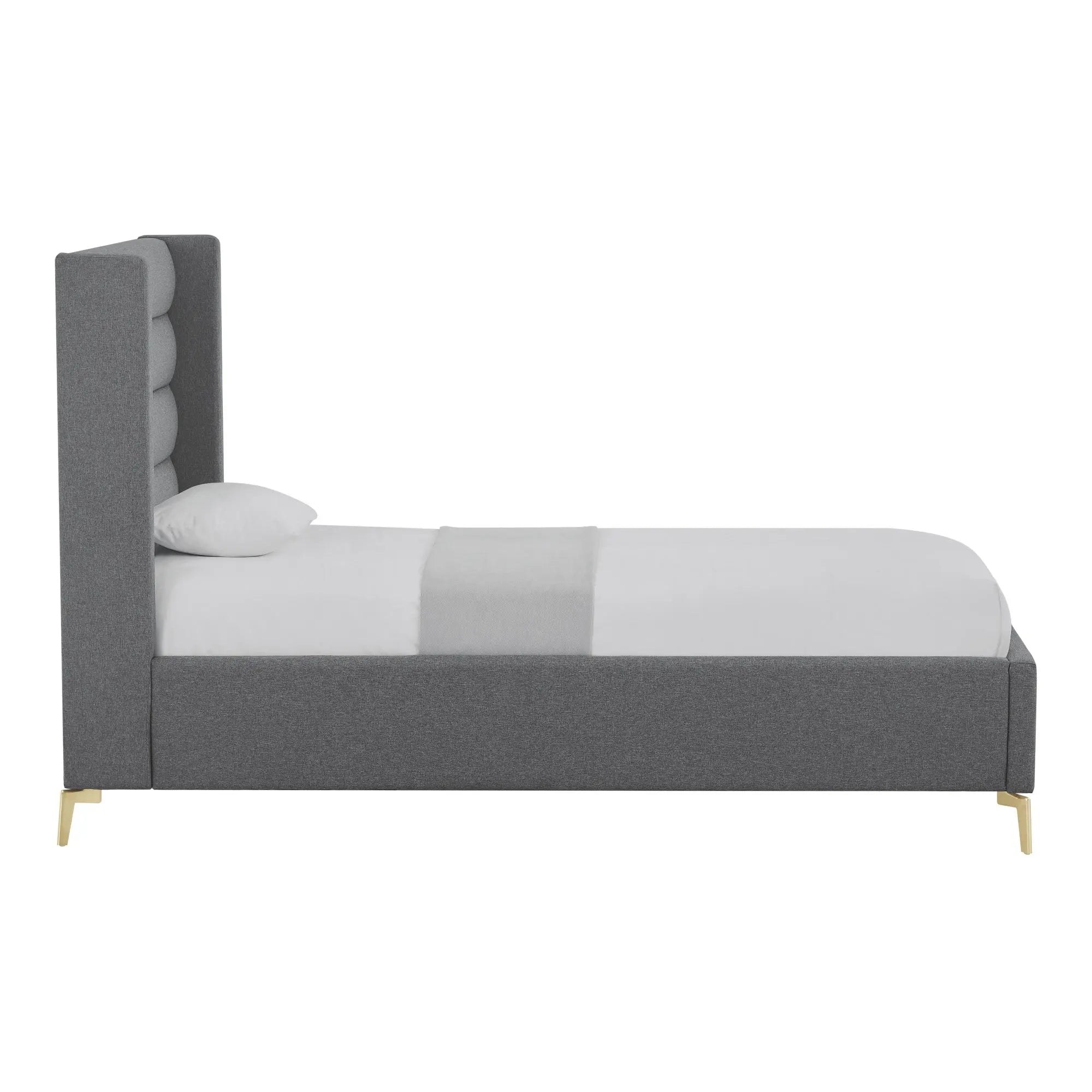 Gray Linen Upholstered Full Bed Frame Homeroots Bed & Bath