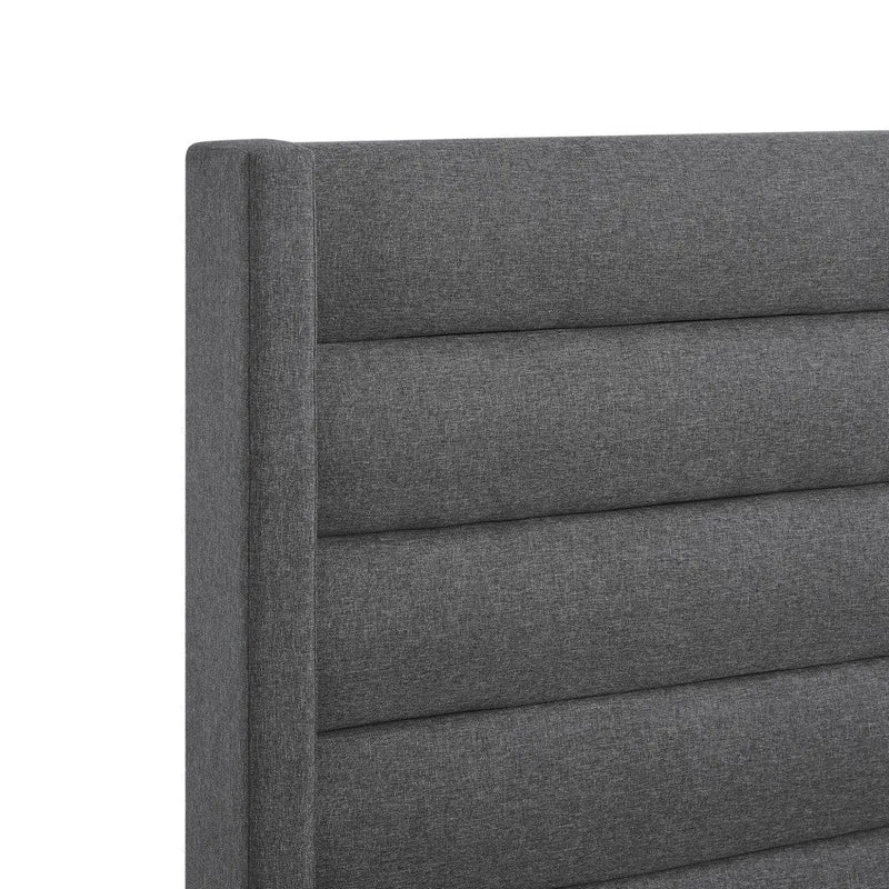Gray Linen Upholstered King Bed Frame Homeroots Bed & Bath