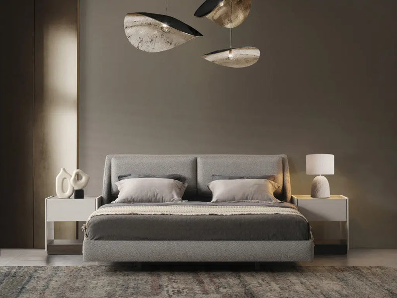 Gray Linen Upholstered Upholstered King Bed Frame Homeroots Bed & Bath