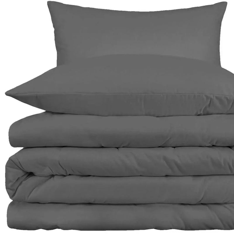 Gray Queen Cotton Blend Washable Duvet Cover Set Homeroots Bed & Bath