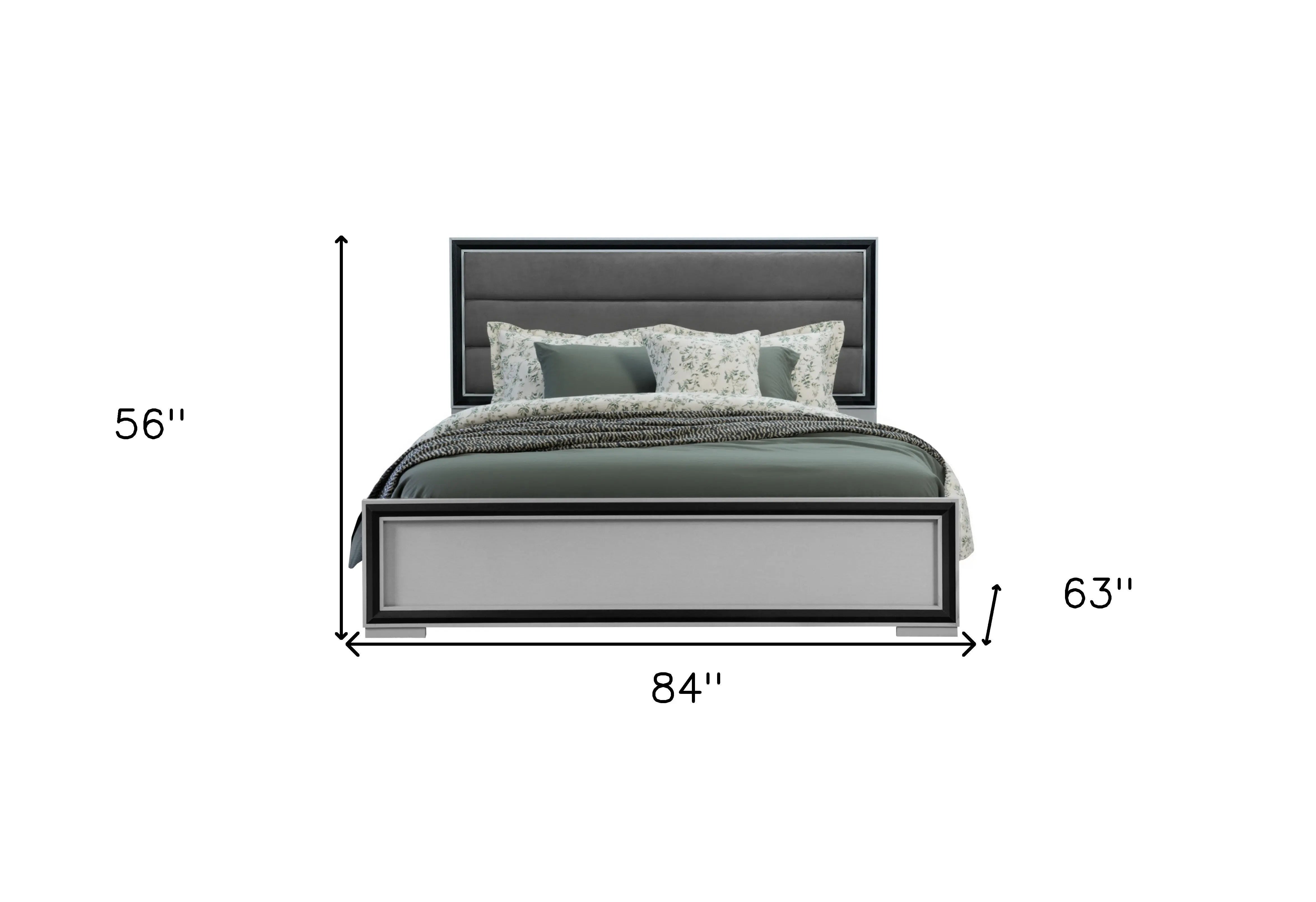 Gray Ribbed Texture Wood And Upholstery Full Bed Frame Homeroots Bed & Bath