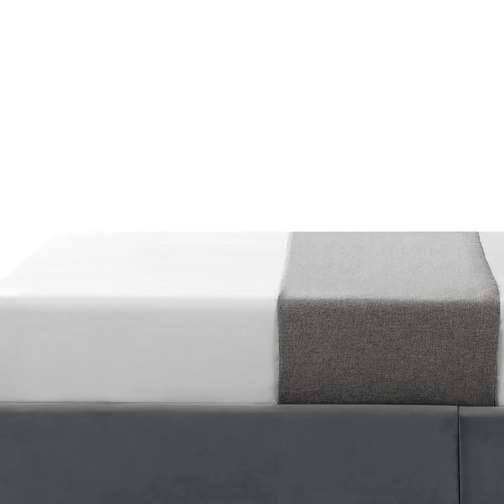 Gray Solid Wood Full Upholstered Velvet Bed with Nailhead Trim Homeroots Bed & Bath