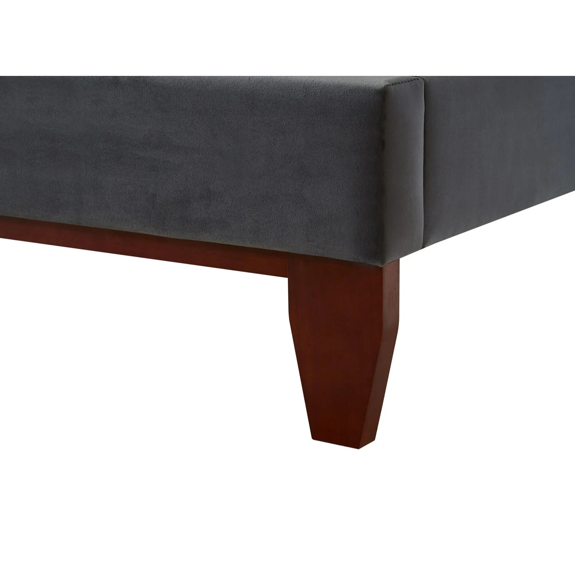 Gray Solid Wood King Tufted Upholstered Velvet Bed Homeroots Bed & Bath