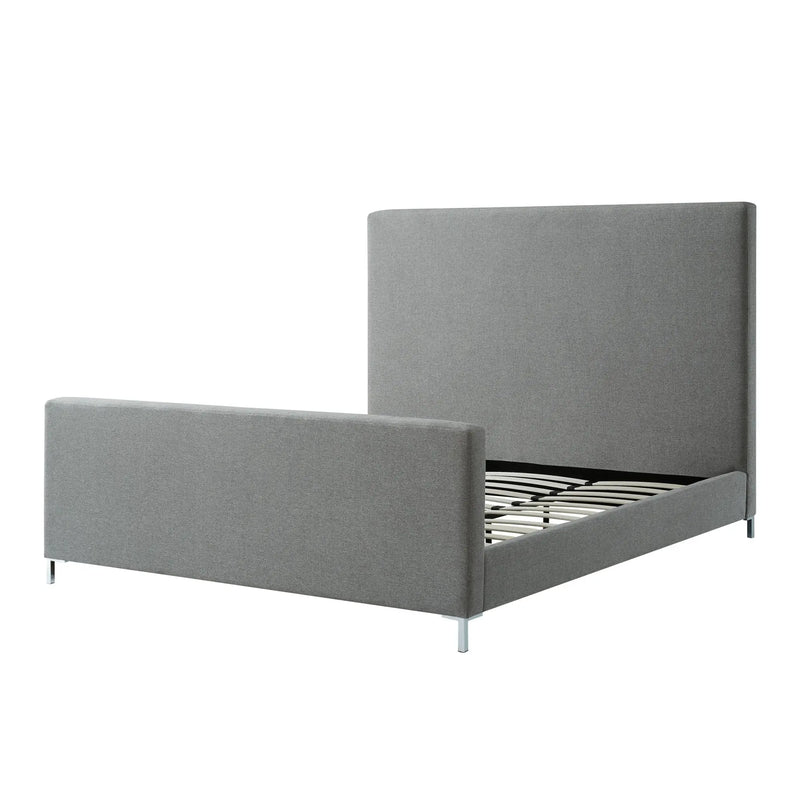 Gray Solid Wood King Upholstered Linen Bed Homeroots Bed & Bath