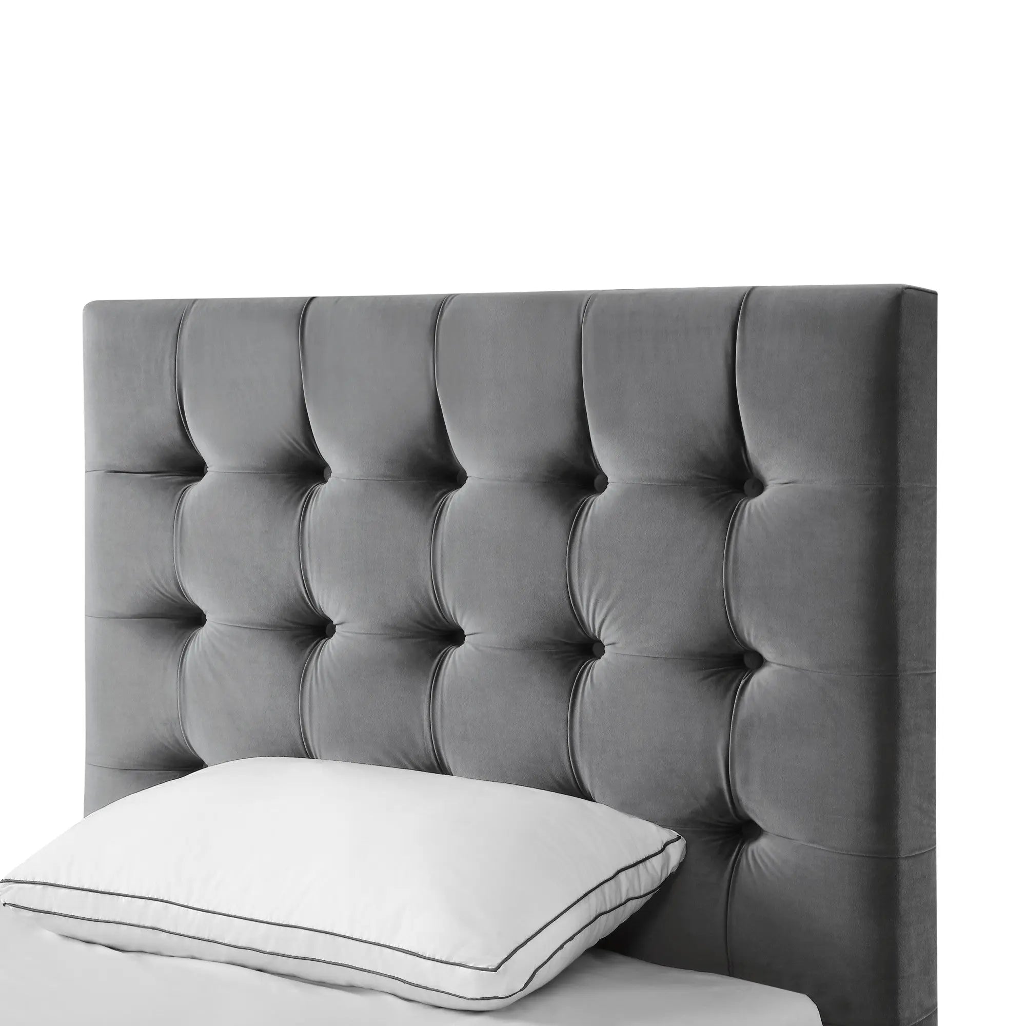 Gray Solid Wood Twin Tufted Upholstered Velvet Bed Homeroots Bed & Bath