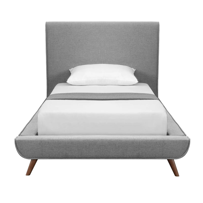 Gray Solid Wood Twin Upholstered Linen Bed Homeroots Bed & Bath