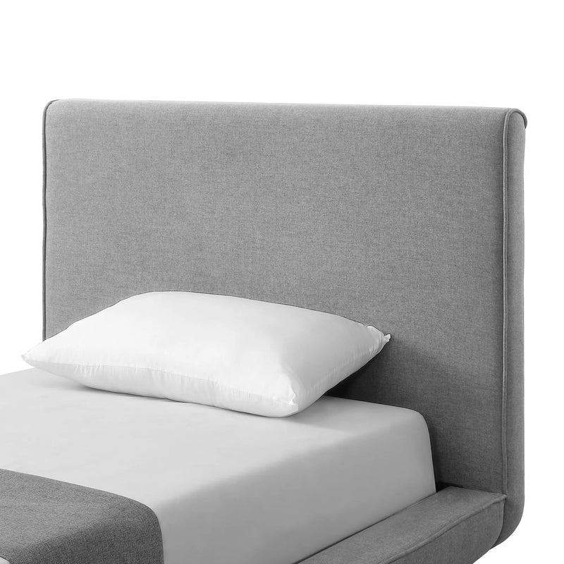 Gray Solid Wood Twin Upholstered Linen Bed Homeroots Bed & Bath