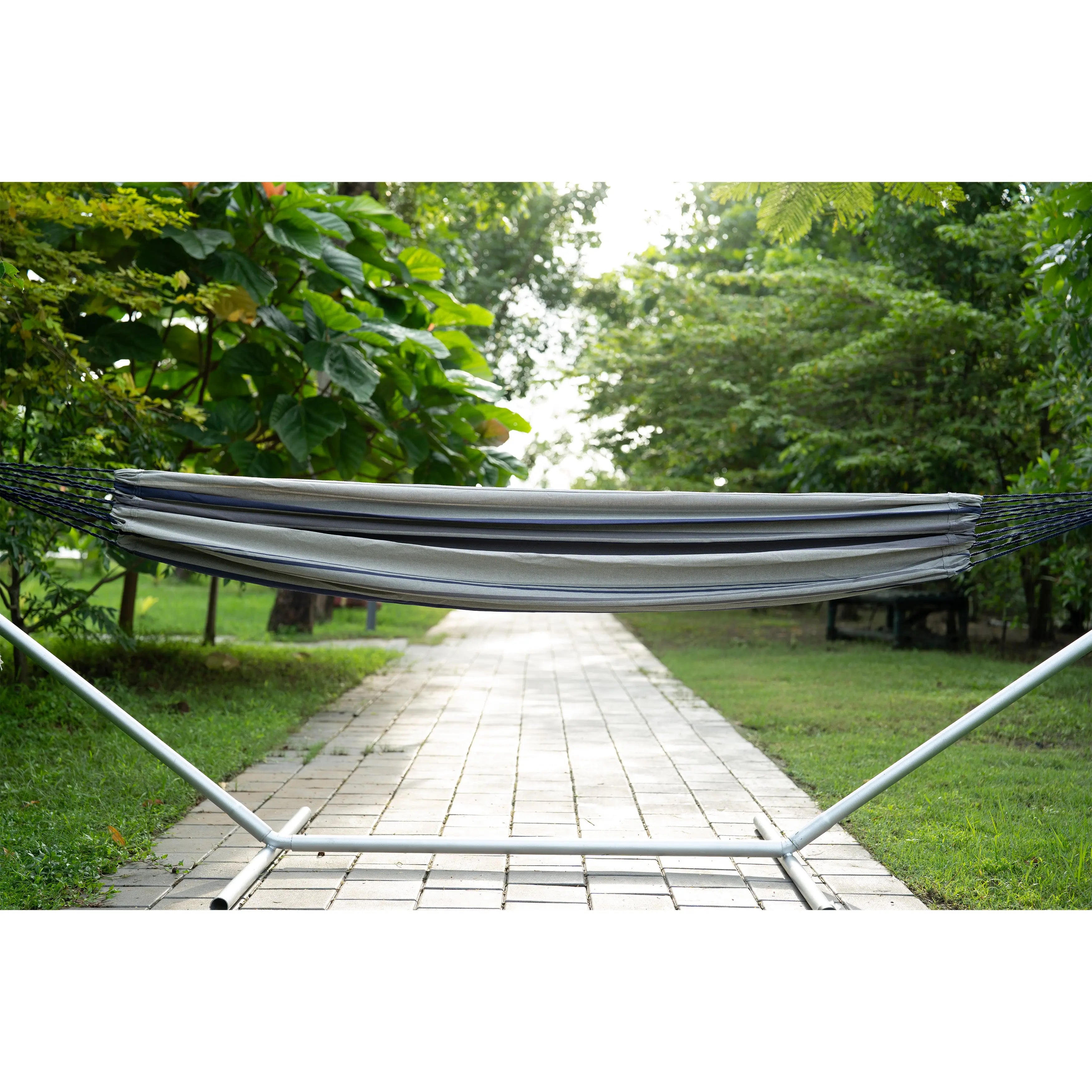Gray Striped Single Spreader Bar Hammock Homeroots Outdoor