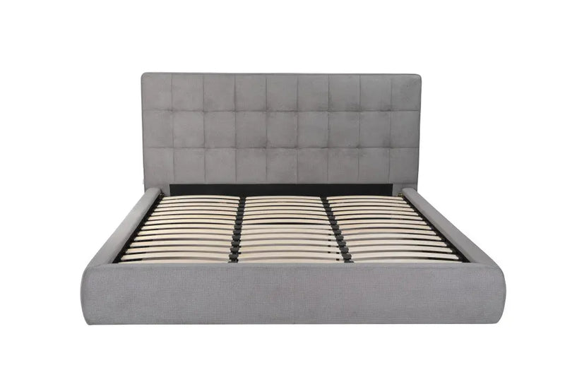 Gray Tufted Linen Blend Upholstered King Bed Frame Homeroots Bed & Bath