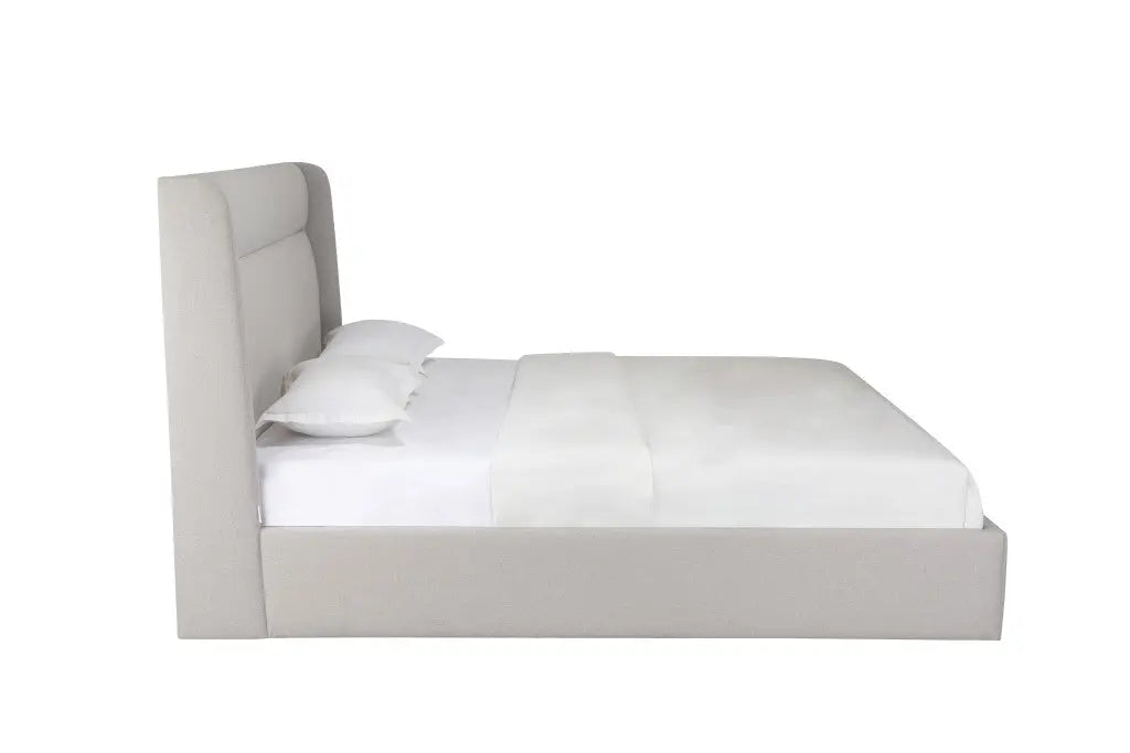 Gray Tufted Linen Blend Upholstered King Bed Frame Homeroots Bed & Bath