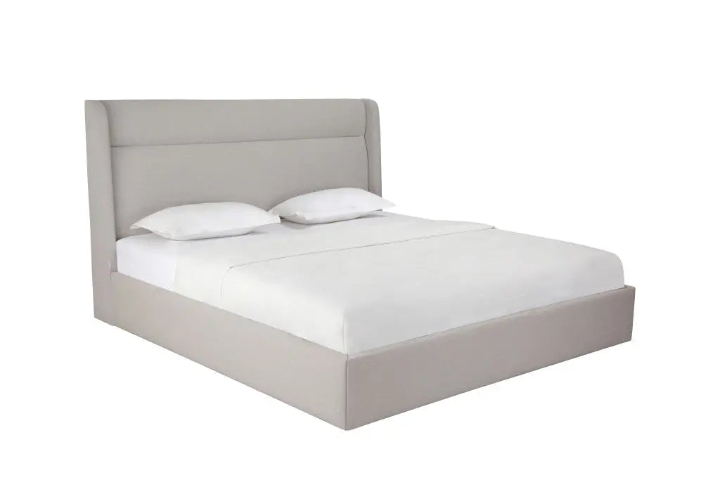 Gray Tufted Linen Blend Upholstered King Bed Frame Homeroots Bed & Bath